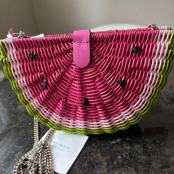 NWT Kate Spade Watermelon Picnic Perfect Crossbody Wicker bag purse - Picture 7 of 9